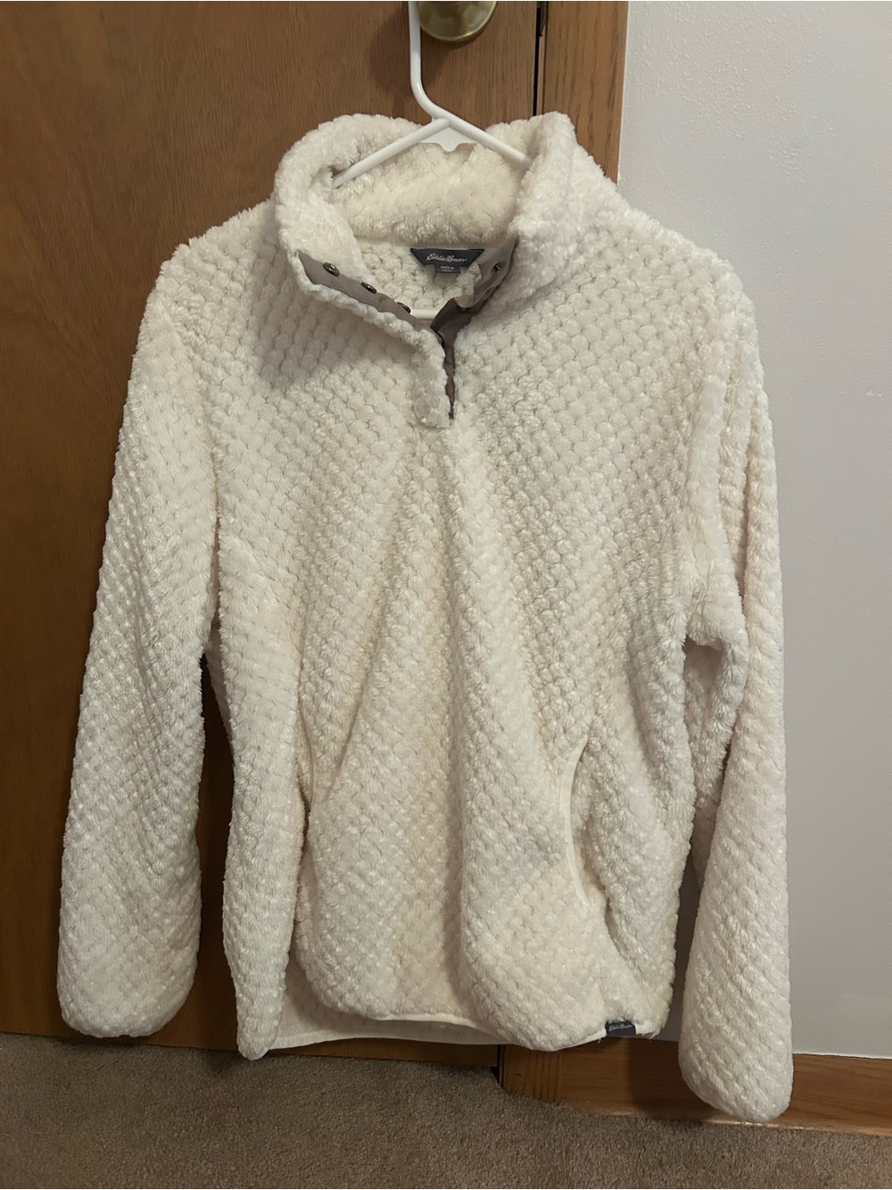 Eddie Bauer Cream Sherpa Half-Zip Pullover Sweater